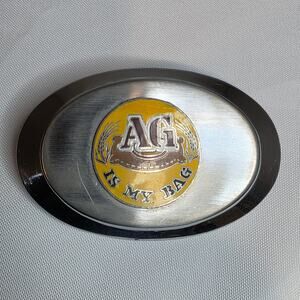 AG Is My Bag Metal Belt Buckle 4inch Oval Farmer Farming Agriculture